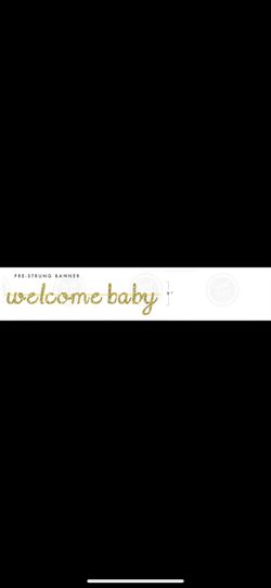 Glittery Gold Welcome Baby Banner