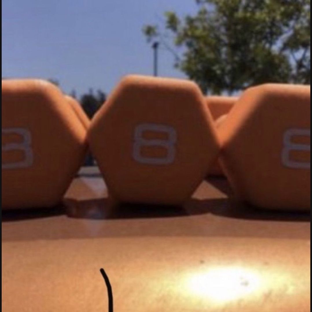 New $1 a pound dumbbells Orange comes in pairs not 3 DB’s also available in 2, 3, 5, 8, 10 lbs prices vary