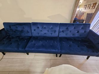 Blue contemporary large couch with Ottoman