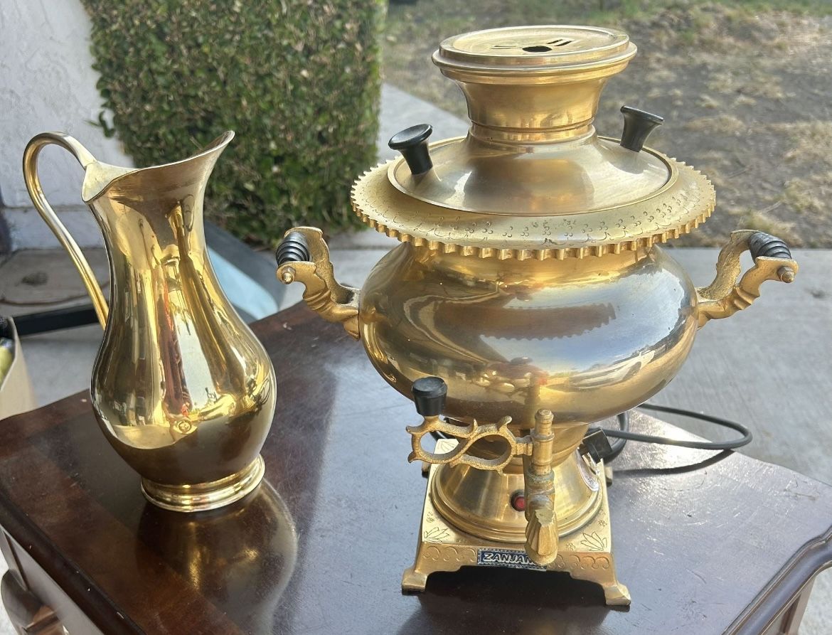 Brass Samovar and Pitcher Set