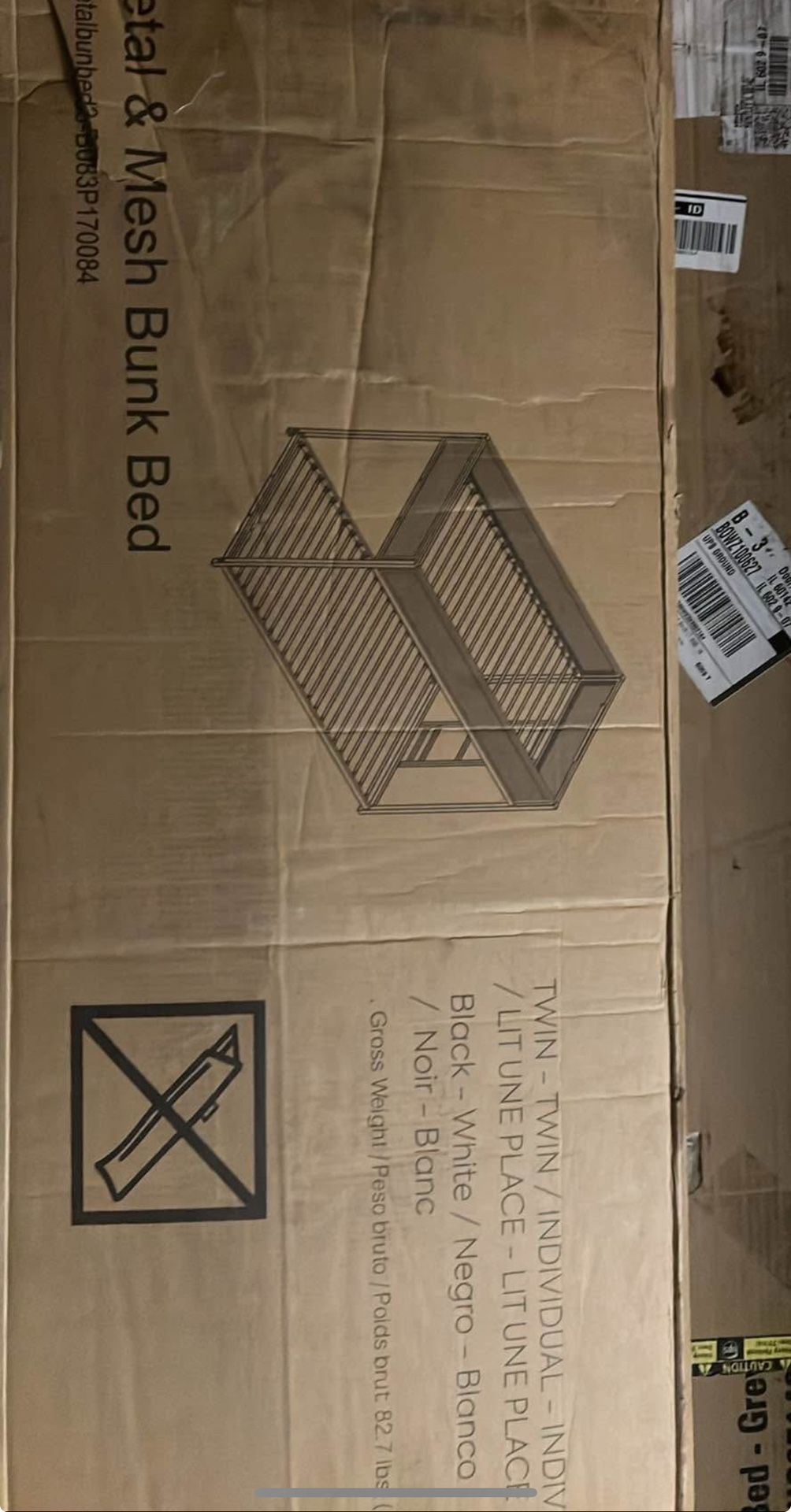 We Have Delivery Metal Bunk Bed for Kids Twin Over Twin Bunkbed with Mesh Guardrail - Space Saving for Small Bedrooms - Sparks Creativity for