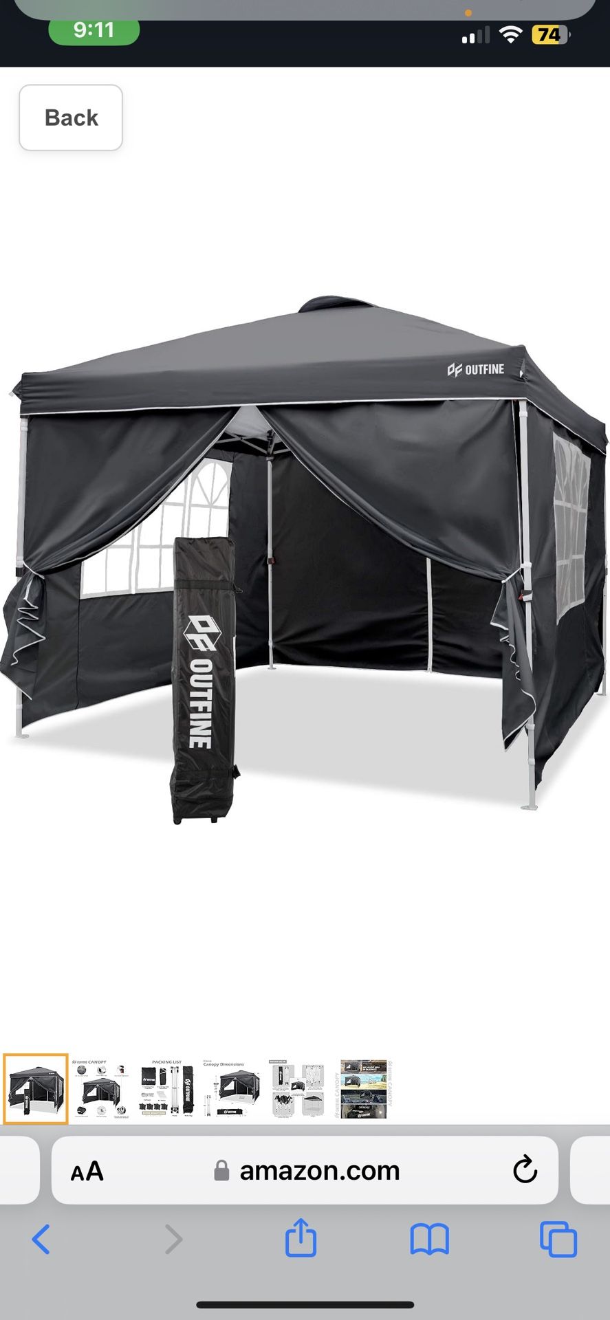 Out Fine Professional Black Canopy With Window Sides