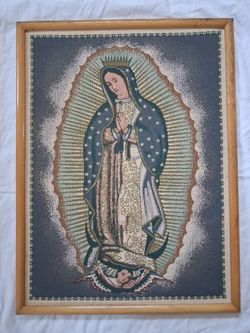 Framed Our Lady of Guadalupe Woven Tapestry – 20" x 15"