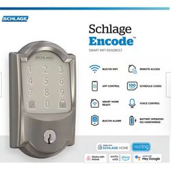 Schlage Camelot Satin Nickel Encode Wifi Electronic Touchscreen Door Deadbolt