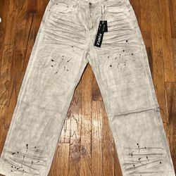 White Purple Jeans Men