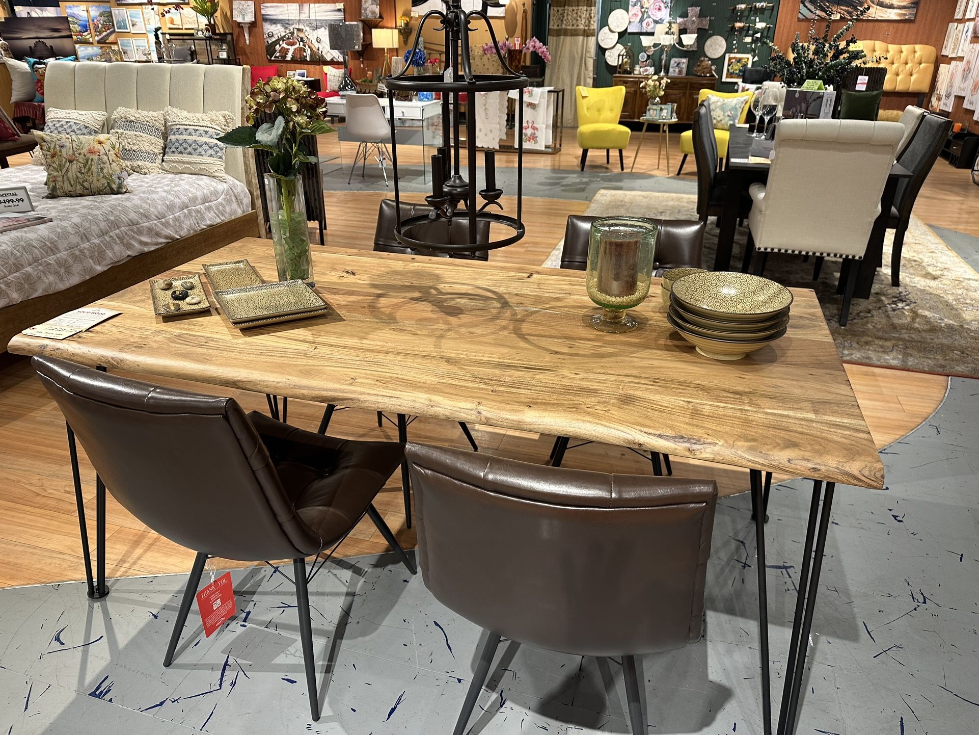 Solid Acacia Dining Table/ Solid Wood Table/ Acacia Table/ 71” Dining Table/ Wood Dining Set/ Acacia Table With Bench