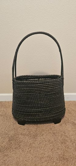 Black Woven Basket with Handle