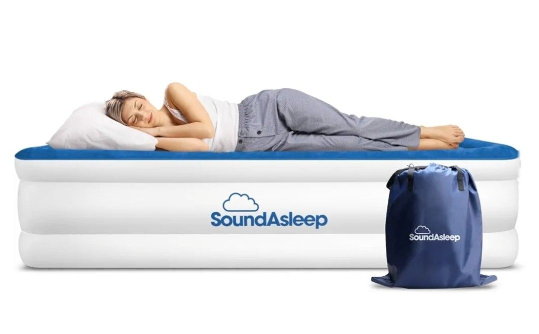 SoundAsleep Dream Series Luxury Air Mattress with ComfortCoil Technology & Built-in High Capacity Pump for Home & Camping- Double Height, Adjustable,