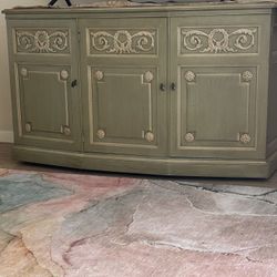 Solid Wood Credenza/Buffet On Casters