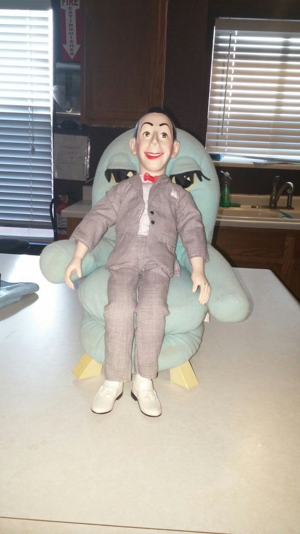 1987 PEE WEE'S PLAYHOUSE PEE WEE HERMAN DOLL RARE AND CHAIRRY PUPPET RARE