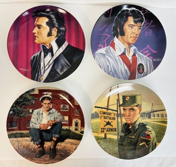 All 4 Sold As Set Elvis Presley Plate Collection With Certificate