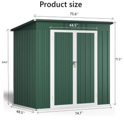 6' x 4' Outdoor Storage Shed Clearance, Metal Outdoor Storage Cabinet with Double Lockable Doors, Waterproof Tool Shed, Backyard Shed for Garden, Pati