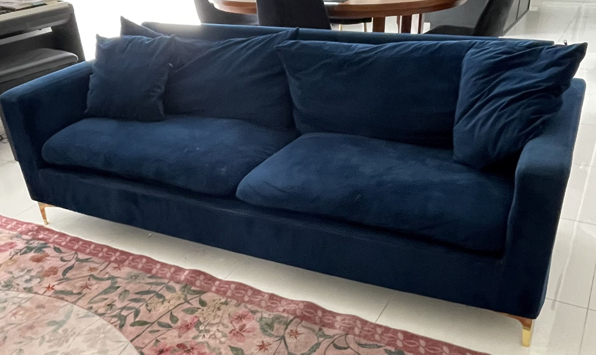 couch blue velvet