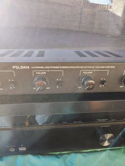 Four channel high power stereo speaker selector with  volume control