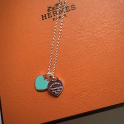Silver And Blue Heart Necklace 