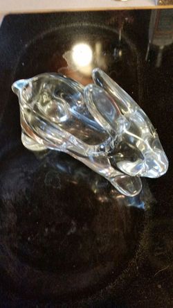 Solid glass Crystal Easter Bunny candy dish