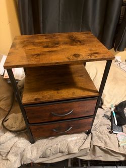 Industrial Wood and Metal Nightstand with Drawers