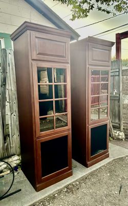 Two Wood Display Cabinets