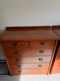 Vintage Wood 6-Drawer Highboy Dresser