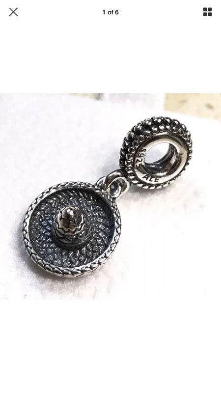 Pandora Sombrero, Mexican Hat, Dangle Charm Pendant #791364 + FREE Pandora Gift Pouch