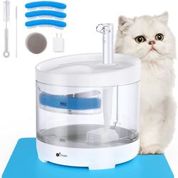 Cat Water Fountain, 54oz/1.6L Pet Water Fountain Indoor, Ultra Quiet Automatic Pet Drinking Fountain with 3 Replacement Filters, Cleaning Brushes Kits