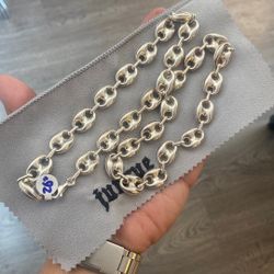 .925 Sterling Silver Big Puffy Gucci Link Chain Sz 26”