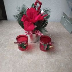 Christmas Plant And Candle Holders