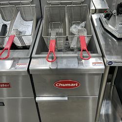 Flamaster FLM-F3-NG 15 1/2" Natural Gas Floor Fryer, 35-40 lb, 3 Tubes, 90,000 BTU