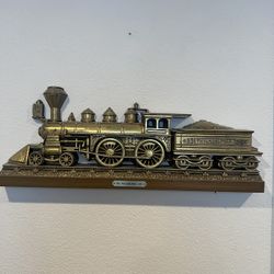 24” Gold 3D The Philadelphia 1871 Railroad Train Locomotive 1978 Burwood Decor