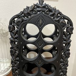  Black Gothic Carved Wine Rack