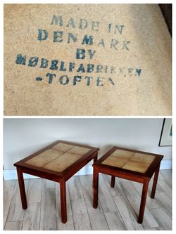 Vintage 1970s Møbelfabrikken Toften Danish Modern Tile-Top Teak Side Tables.