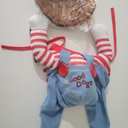 Good CHUKY  Dogs Pet Costume with Red and Blue Stripes