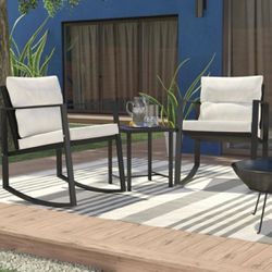 patio Furniture Set Metal 2 - Person Rocking Seating Group with Cushions