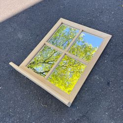 Window Pane Wall Mirror with Shelf - Farmhouse Style
