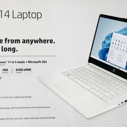 HP - 14" Laptop - Intel Celeron N4120 2019 - 4GB Memory - 64GB eMMC - Snowflake White Model: 14-dq0052dx 