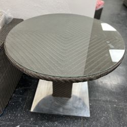 Patio Furniture Outdoor Table With Tempered Glass Top