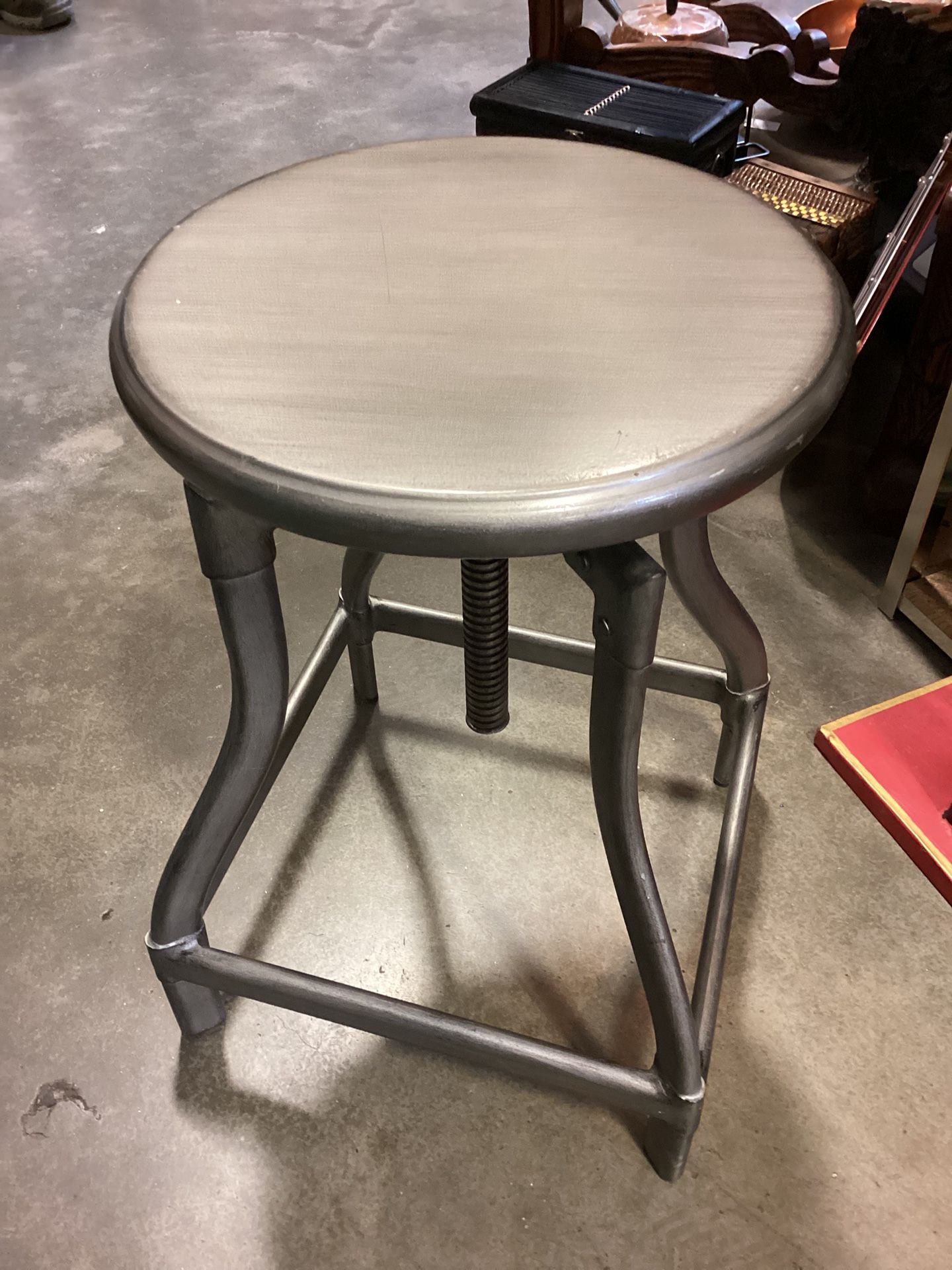Turner gunmetal adjustable industrial swivel stool – two available
