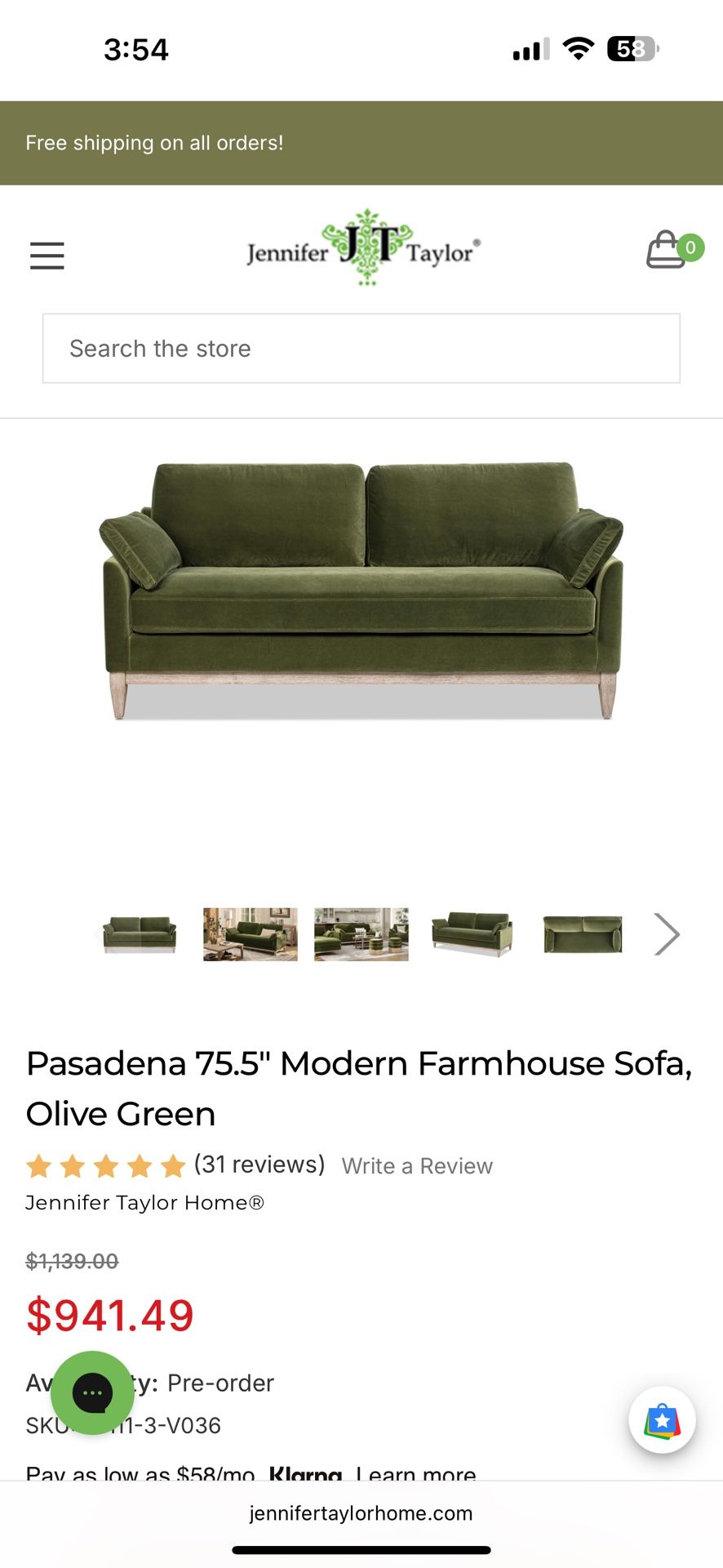 Mid Century Modern Green Couch Brand New!!!! 