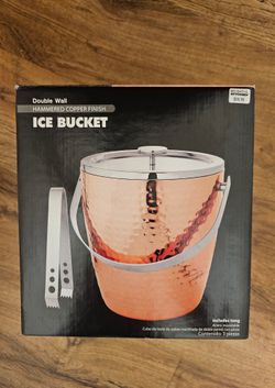 Double Wall Hammered  Copper Finish Ice Bucket