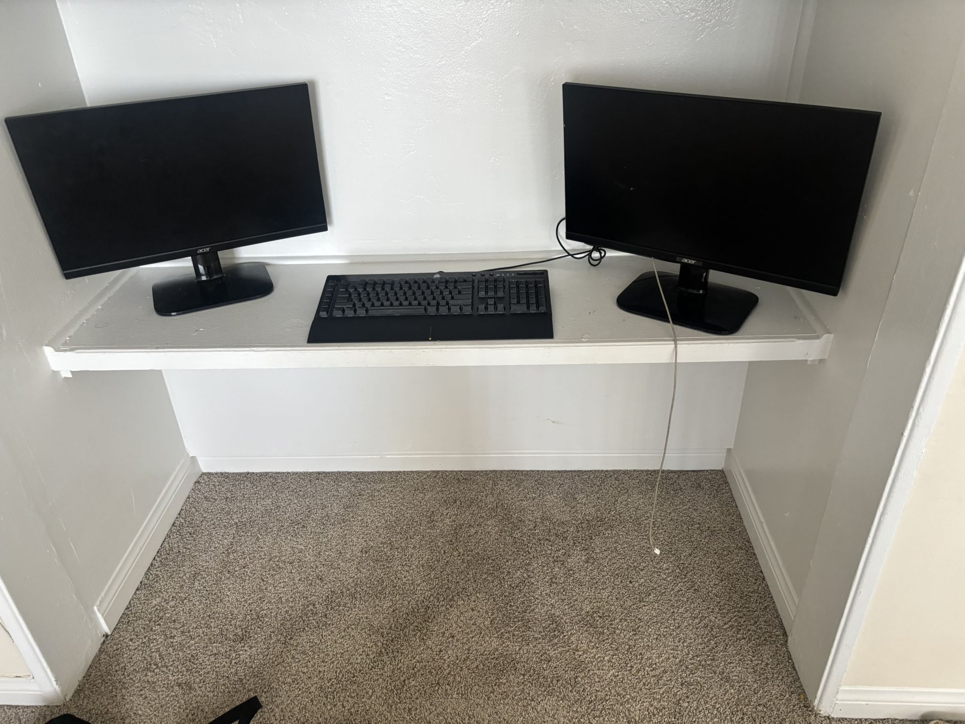 2 Computer Monitor, LED Keyboard ,And Mouse.