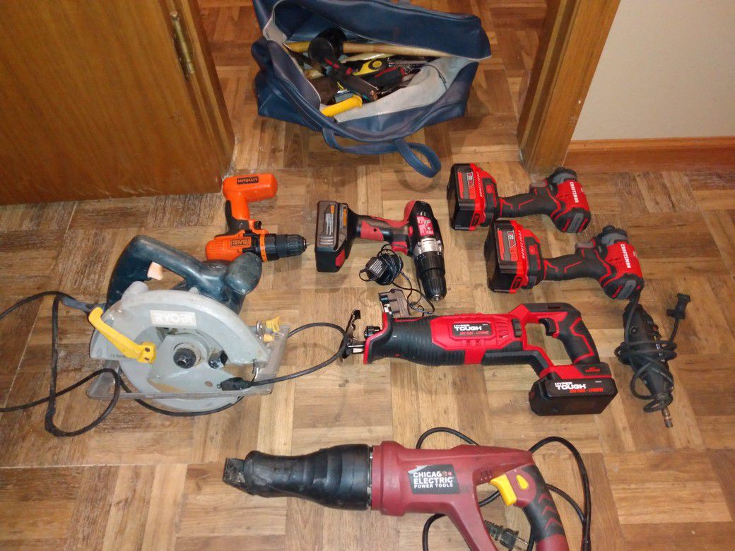 All Tools For Sales Craftsmans drill are Brand New Chicago Electric Power Tools Ryobi Hyper Tough Tool Brand New And Dremele