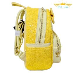 belle sequin mini backpack Loungefly - Princess Cosplay Collection shiny gold hardware Loungefly Disney Belle Sequin Mini