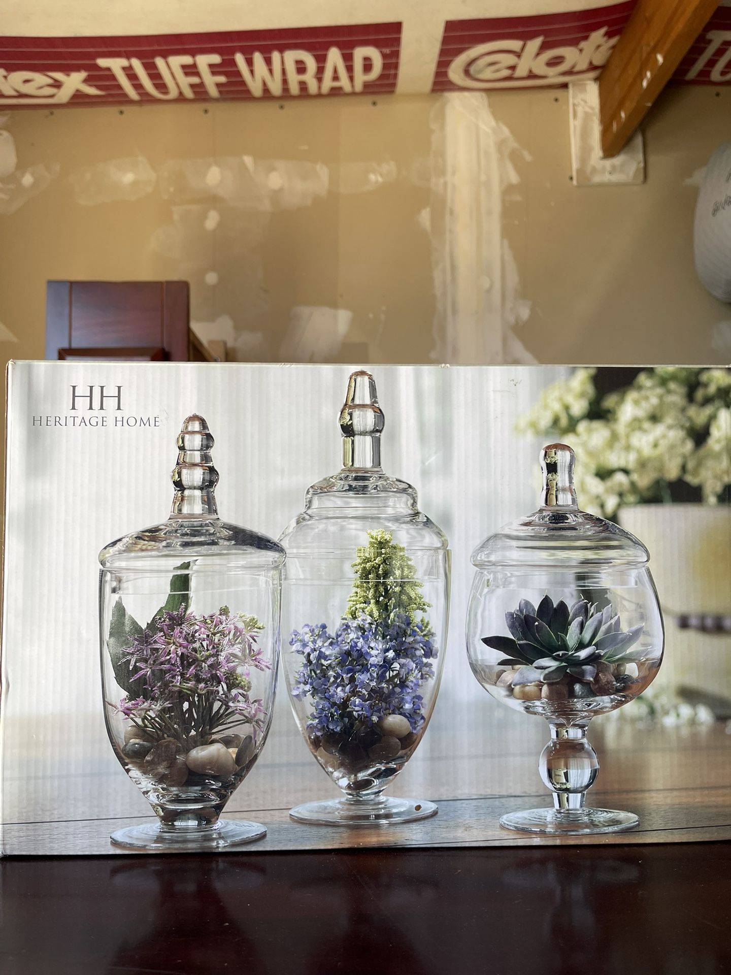 3 Pack Glass Candy/ Decor Jars