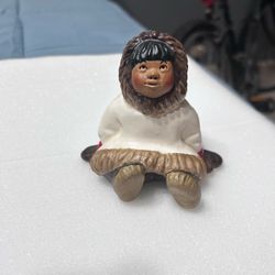Ceramic Eskimo Child Figurine