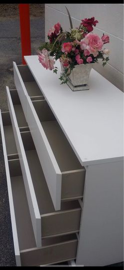 Delivery available. IKEA malm white long dresser. Drawers Sliding smoothly