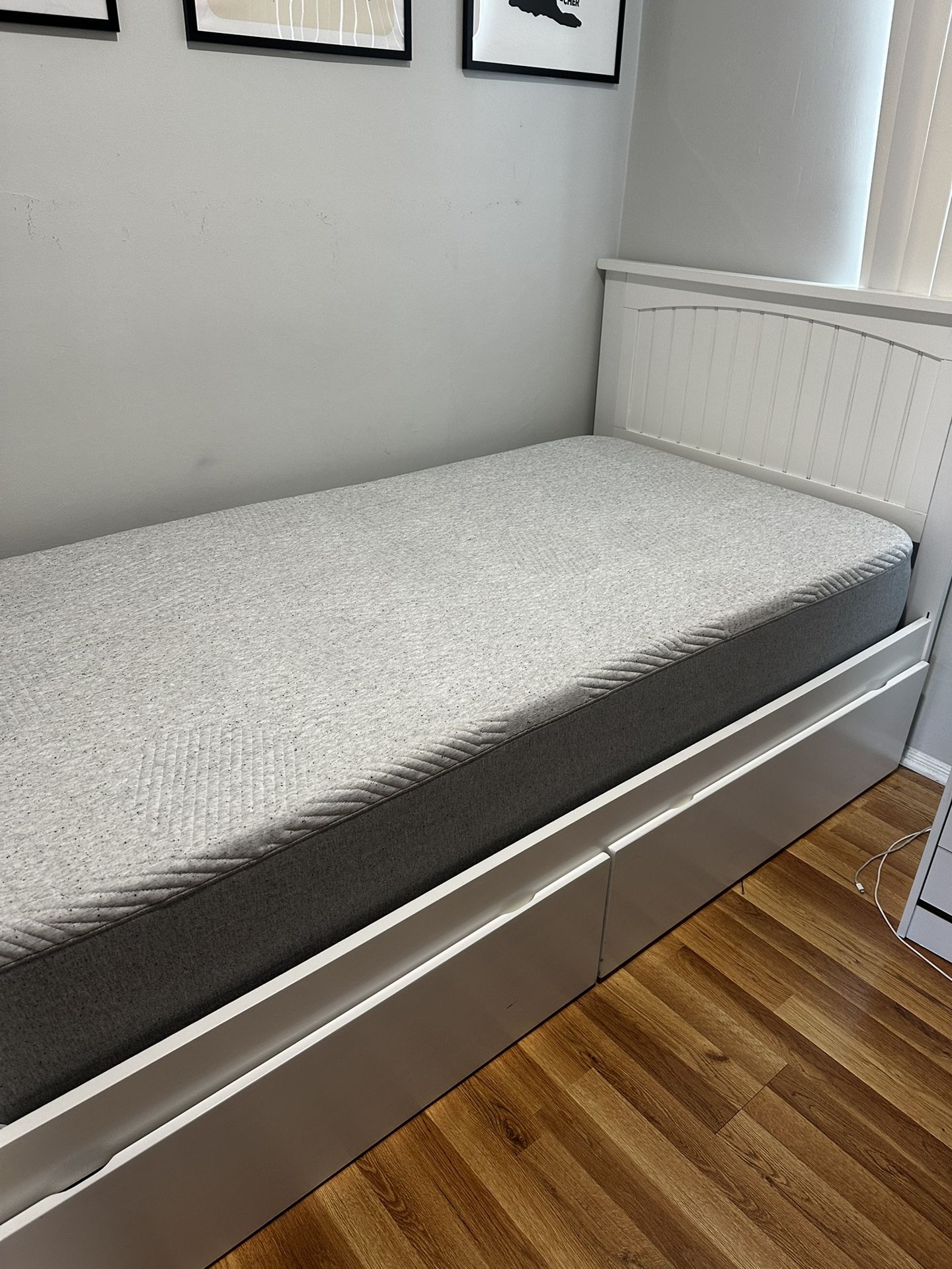 White TwinXL Bed Frame