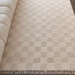 Modern Neutral Checkered Area Rug