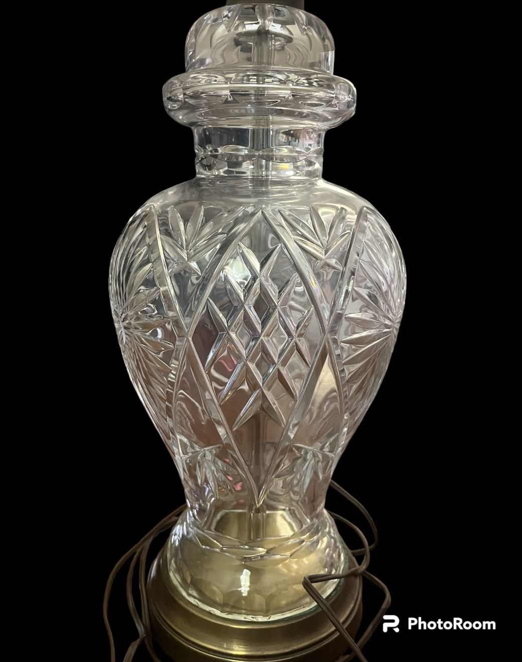 Vintage Mid-Century Cut Crystal Ginger Jar Shaped Lamp