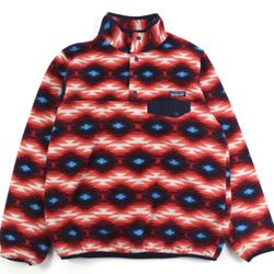 Patagonia Womens Desert Aztec Pattern Print Synchilla Snap T Fleece  Size Medium