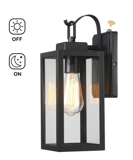 Pia Ricco 1-Light Matte Black Outdoor Clear Glass Dusk to Dawn Wall Lantern
12151M-PC